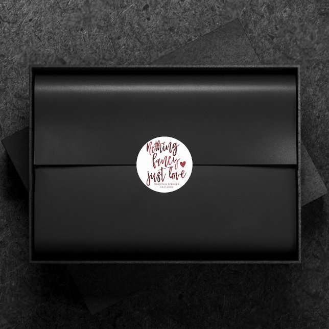 Sticker Rond Rien De Fancy Juste Amour | Dark Crimson Mariage r (Créateur téléchargé)