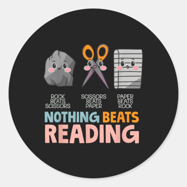 Sticker Rond Rien De Mieux Que De Lire Des Ciseaux Papier Rock  (Devant)