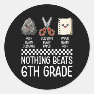 Sticker Rond Rien Ne bat la 6e année Drôle Retourner à l'école