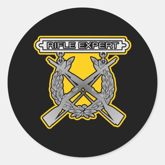 Sticker Rond Rife Expert USMC Black (Devant)
