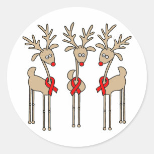 Sticker Rond Rindeer à ruban rouge (maladies cardiaques et acci