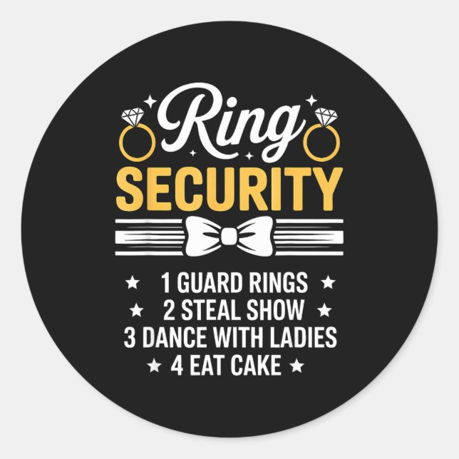 Sticker Rond Ring Security Wedding Party Funny Ring Bearer  (Devant)