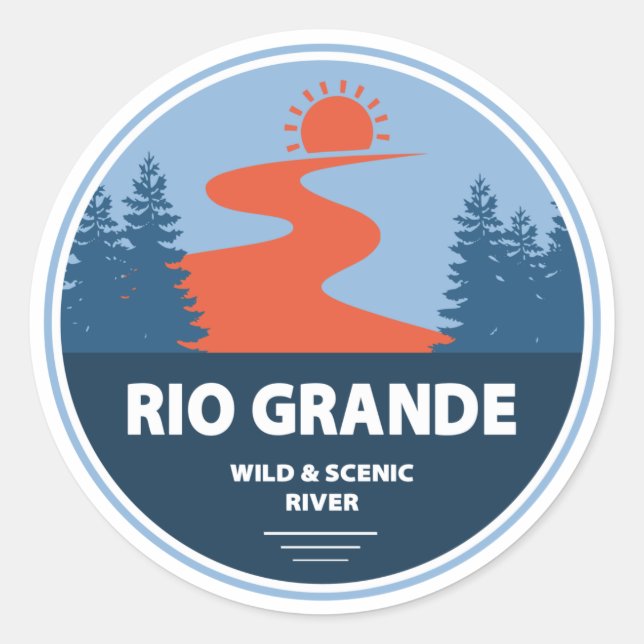 Sticker Rond Rio Grande Rivière sauvage et Pittoresque (Devant)