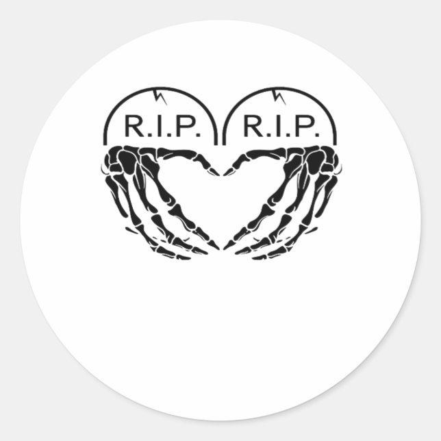 Sticker Rond Rip, Conception En Forme De Coeur Faite De Gravest (Devant)