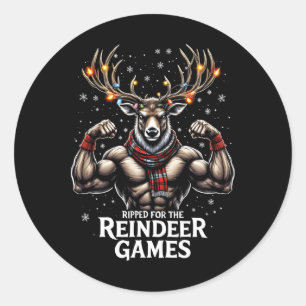 Sticker Rond Ripped For The Games Drôle Christmas Gym Workout R