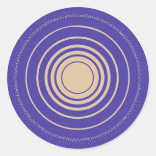 Sticker Rond Ripple, Anneaux, Cercles Concentrés, Or, Violet