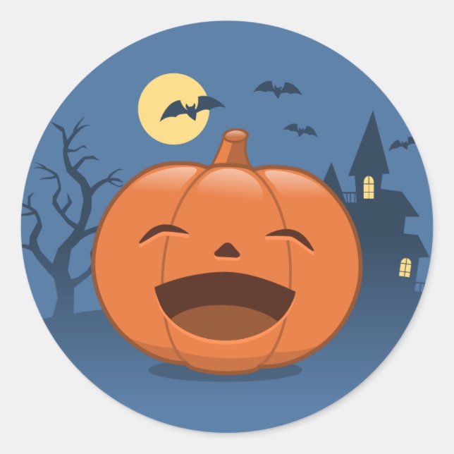 Sticker Rond Rire le Citrouille d'Halloween (Devant)