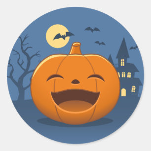 Sticker Rond Rire le Citrouille d'Halloween
