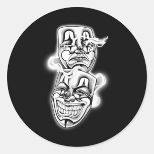 Sticker Rond Rire Maintenant Pleurer Plus Tard Chicano Tattoo F