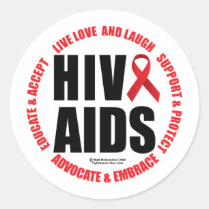 Sticker Rond Rire vivant d'amour de HIV/SIDA