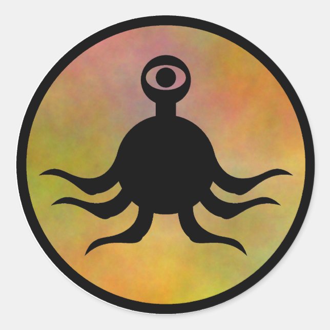 Sticker Rond Risque de monstre du tentacle (Devant)
