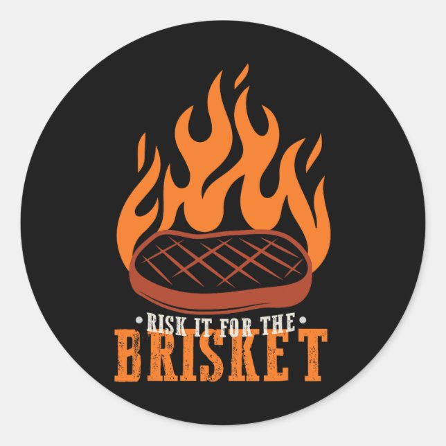 Sticker Rond Risque Drôle Pour Le Brisket Grilling Bbq (Devant)