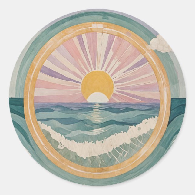 Sticker Rond Rivage Céleste Tropical (Devant)