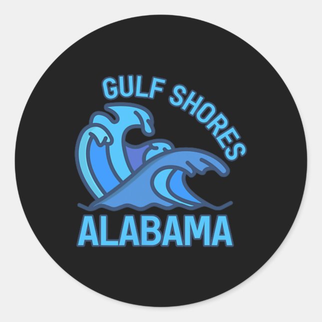 Sticker Rond Rivages Graphiques du Golfe Alabama Pocket Wave So (Devant)