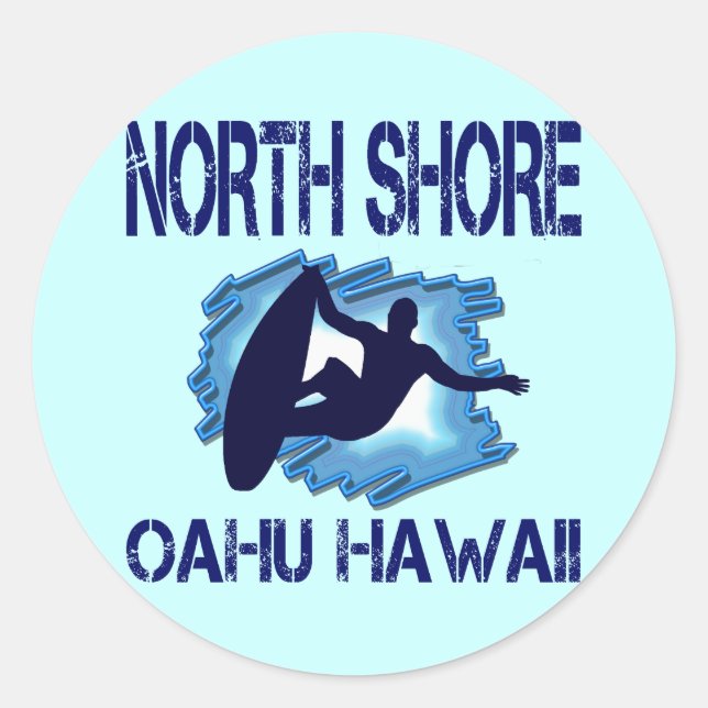 STICKER ROND RIVE NORD, OAHU, HAWAII (Devant)