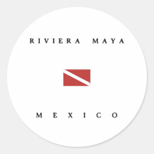 Sticker Rond Riviera Maya Mexique Drapeau de plongée