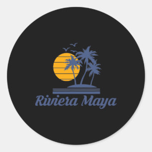 Sticker Rond Riviera Maya Mexique Plage Touriste Souvenir Vacan