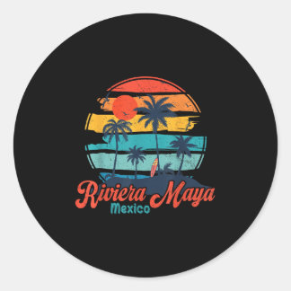 Sticker Rond Riviera vintage Maya Mexico Plage Vibes Vacances S