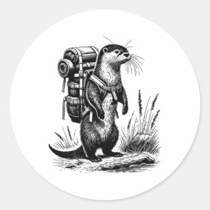Sticker Rond Rivière de randonnée Loutre Animaux de randonnée D