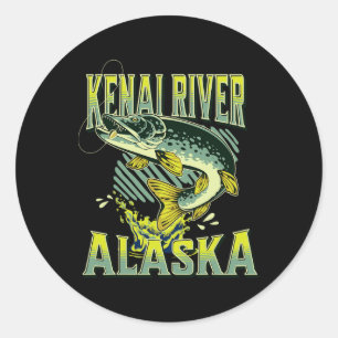 Sticker Rond Rivière Kenai Alaska Vacances Pêche Amateur de Pêc
