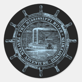 Sticker Rond Rivière Mississippi. Voyages. Aventure. Découverte