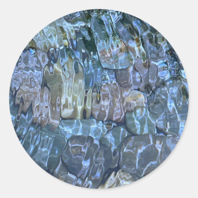 Sticker Rond Rivière motif d'eau roche ripplant cours d'eau (Devant)