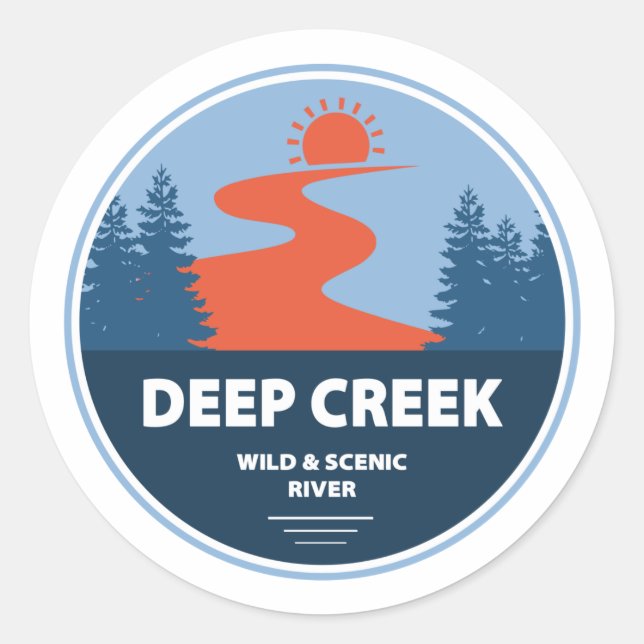 Sticker Rond Rivière Pittoresque Et Sauvage De Deep Creek Idaho (Devant)