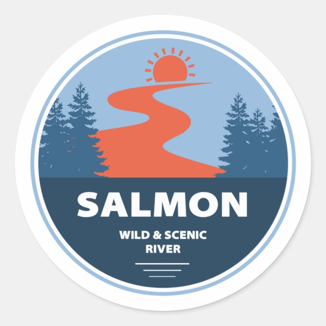 Sticker Rond Rivière Sauvage saumon Et Pittoresque Idaho (Devant)