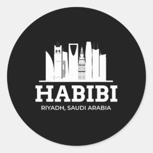 Sticker Rond Riyadh Habibi Amour Arabie Saoudite Séjour Cadeau