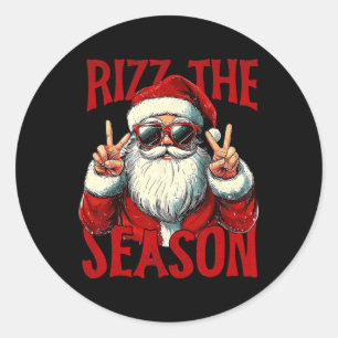 Sticker Rond Rizz La Saison Drôle Cool Bruh Père Noël Joyeux