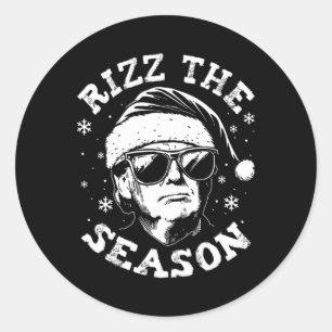 Sticker Rond Rizz La Saison Drôle Trump Joyeux Noël Père Noël