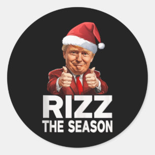 Sticker Rond Rizz La Saison Noël Drôle Trump Père Noël Pajama