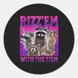 Sticker Rond Rizz les avec le mème de tisme raton laveur autist