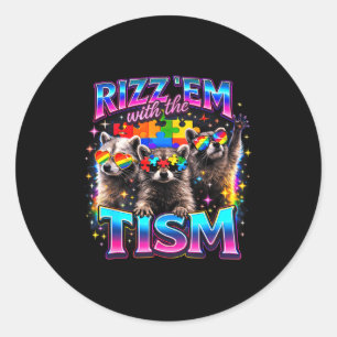 Sticker Rond Rizz les avec le tisme mème du raton laveur autist