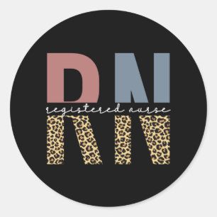 Sticker Rond RN Infirmière inscrite Cheetah Imprimer Graduation