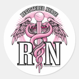 Sticker Rond RN Pink Caduceus