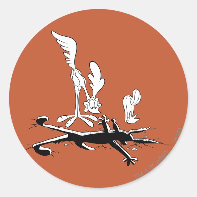 Sticker Rond ROAD RUNNER™ et WILE E. COYOTE™ Trou en forme (Devant)