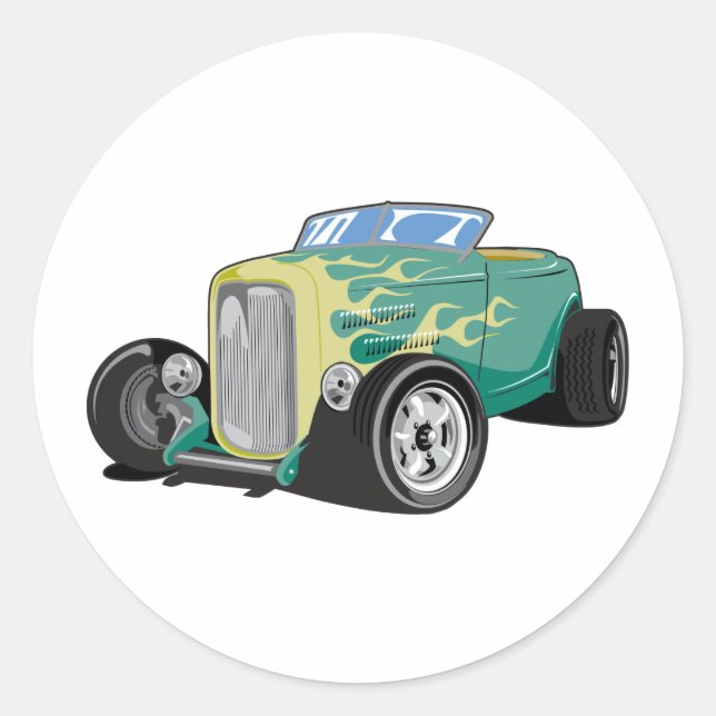Sticker Rond Roadster flammé (Devant)
