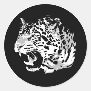 Sticker Rond Roaring Jaguar