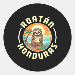 Sticker Rond Roatan Honduras Vacances Paresseux Plage Été Homme