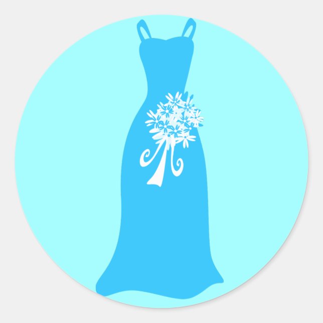Sticker Rond Robe bleu océan avec Bouquet (Devant)