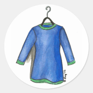 Sticker Rond Robe Bleue sur Hanger Shopping Mode Fashionista