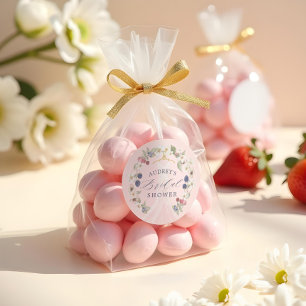 Sticker Rond Robe de douche de mariée douce aux baies Baies & F