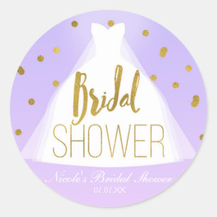 Sticker Rond Robe de mariage Lavande Rose et Or pour Baby Showe