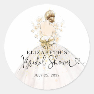 Sticker Rond Robe de mariée Blonde Fête des mariées de bienvenu