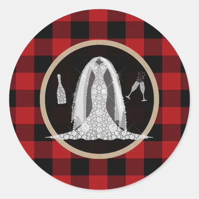 Sticker Rond Robe de mariée diamant rouge vacances plaid de Buf (Devant)