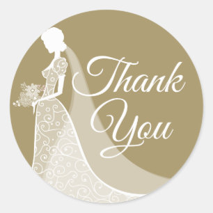 Sticker Rond Robe de mariée élégante en dentelle dorée et blanc