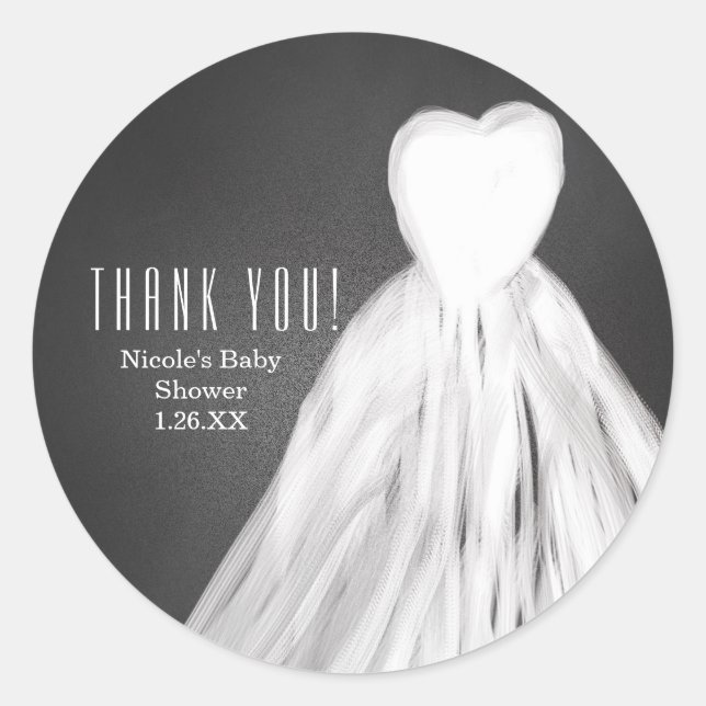 Sticker Rond Robe de mariée tableau noir Faveur de douche de ma (Devant)