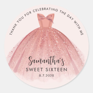 Sticker Rond Robe de script moderne pour Sweet 16 remerciements