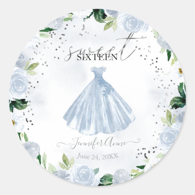 Sticker Rond Robe Douce 16 bleu roux (Devant)